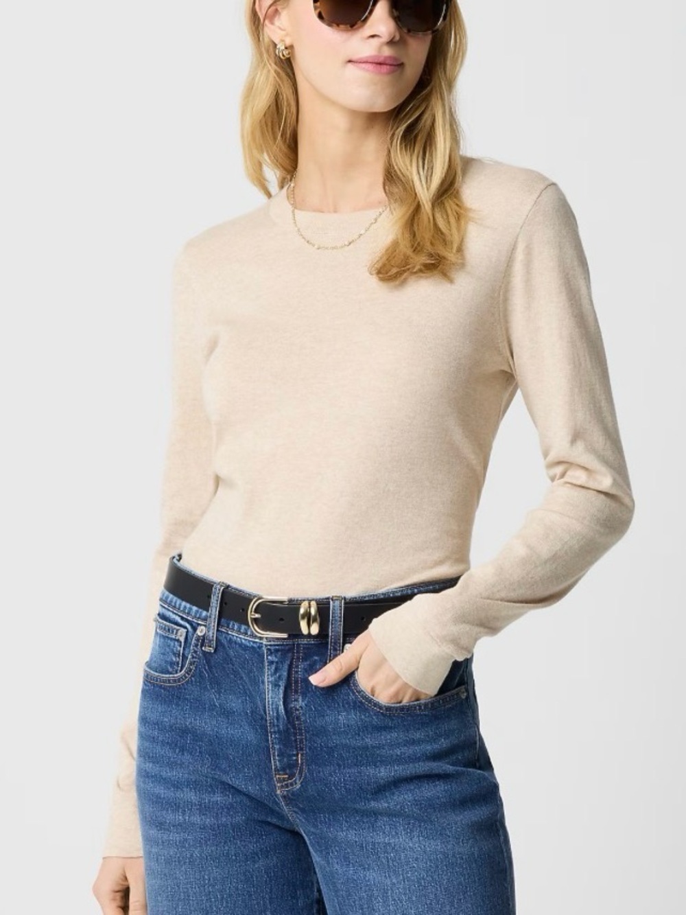 J. Crew Cotton Teddie sweater in Heather Light Khaki